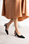 Short - Women's Shoes with Nut Heels 4 cm Patent Leather Black - 4