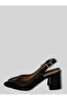 Dovira Women's Leather Pointed Toe V-Cut Open Heel Thick Heeled Shoes 8 cm - 6