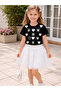 Girl's Black and White 2-Piece Heart Tulle Lined Skirt Top and Bottom Set - 2