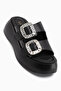 Daina Genuine Leather Black Stone Women's Slippers