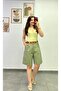 Cotton Fabric Shorts with Pockets and Belt Detail