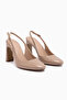 Dorte Beige Thick Heeled Women's Shoes - 3