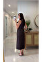 Kenista Brown Square Neck Dress with Back Slit Detail - 4
