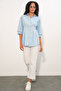 Women's Long Waist-Slit Shirt 20383 - Blue - 2