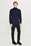 Men's Navy Blue Slim Fit 5-Pocket Casual Trousers - 3