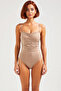 Women's Swimsuit Draped Straps Without Underwire Knitted Covered Regular Fit Raschel Shiny Woven Sleeveless One Piece - 4
