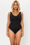 Women's Swimsuit Double Breasted Detailed Gathering Effect V-Neck Balconette Supported Cap Knitted Fabric Sleeveless Stylish - 4