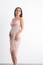 Strappy Collar, Sparkling, Brooch Detailed, Slit, Stylish Evening Dress - 6