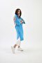 Women's blue kimono back printed tassel oversize midi summer beach cardigan - 4