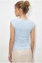 Women's Black Coffee Blue Degaje Collar Side Gathered Detailed Lycra Triple Blouse 6157 60286227 - 8