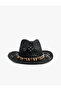 Bead Detailed Straw Fedora Hat