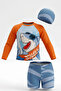 Boys' 3-Piece Swimsuit Set (Shorts+Long Sleeve Top+Cap) 3-12 Years 12594B - 3
