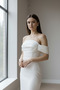 Women's Strapless Draped Long Evening Dress with Lining and Zipper Wedding Graduation Gown
