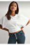 White Batwing Sleeve Viscose Blouse with Fitted Waist - 3