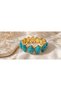 Turquoise Stone Detailed Gold Color Flexible Women's Bracelet - 2