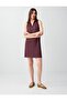Burgundy Polo Collar Sleeveless Jacquard Dress