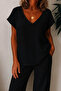New Season Women's Short Sleeve V-Neck Blouse - 4