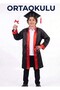 Ortaokul Unisex Black Graduation Gown and Cap Set with Colorful Stripes