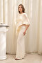 Praiano Asymmetric Beige Crop Skirt Set - 3
