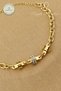 Steel Bracelet - Stone-Encrusted Ball Model Chain 316L Steel Bracelet Does Not Tarnish or Fade 17+5cm - 2