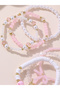Pack of 6 - Pink Bow and Pearl Beaded Bracelet - 4
