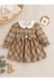 Plaid Pattern Baby Dress with Collar Detail