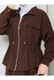 Pocket Tunnel Detailed Jacket & Skirt Hijab Set Rc9046 - 8