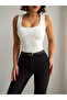 Crep Women's U-Neck Micro Fabric Body-Hugging Athlete Bodysuit Ecru - 2