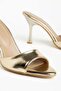716 Gold Patent Leather Pointed Toe Heeled Women's Slippers - 3