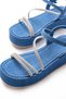 Zri̇n-1017 Premium Blue Denim Stone Wedge Heeled Women's Sandals - 4