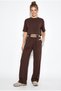 Women's Bitter Coffee Stripe Detailed Crop Blouse High Waist Modal Set 4136 60286285