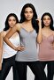 3-Pack Women's Cotton V-Neck Lace Detailed Thin Rope Strap Undershirt Casual Stylish Underwear Badi