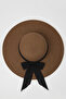 Gift Women's Brown Summer Straw Fedora Hat |   Wide Brim Summer Beach Model