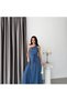 Indigo Shoulder Tie Stoned Chiffon Dress - 3