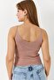Women's Knitwear Basic Powder V-Neck Strap Blouse - 5