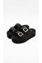 Melinta Black Suede Double-Strapped Women's Slippers - 5