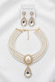 Pearl and Stone Crystal Choker Necklace Earring Set - 2