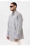 Striped Long Sleeve Double Pocket Oversize Shirt - 5