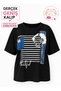Plus Size Striped Floral Print Pocket Detail Short Sleeve Women's Blouse - 2