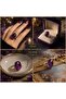Amethyst Natural Stone Ring Adjustable Silver Color Elegant Women's Ring Purple Natural Stone Design - 3
