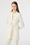 Shiny Textured Ecru Suit with Belt Detail 1883 - 2