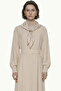 Flowy Beige Dress with Belted Shawl Detail 0579 - 2