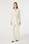 Shiny Textured Ecru Suit with Belt Detail 1883
