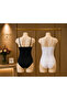 Women's Rope Strap Lace Detailed Cotton Undershirt Set of 2 Black-White - 4