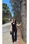 Women's Black Degaje Collared Blouse Pants Soft Modal Cotton Set - 5