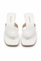 Zelda Wide-Strapped Flip-Flop Women's Slippers with Goblet Heels - White - 2