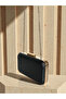 Black Gold Stone Handle Detailed Anti-Scratch Matte Leather Women's Evening Dress Bag Wedding Engagement Graduation - 6