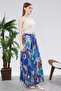 تنورة شيفون مطوية مبطنة بنقوش مع خصر مطاطي - 4