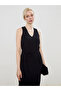 V-Neck Textured Belted Dress - 2