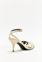 Heels 2624 - Light Yellow Women's Heels with Thin Cross Strap Detail - 6